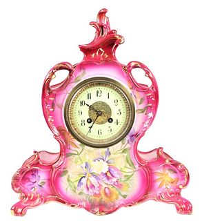 Antique Porcelain Royal Bonn Clock "La Vendee"