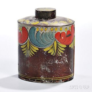 Paint-decorated Tin Tea Caddy