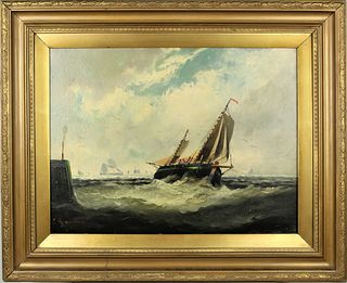 19th C English Marine Painting, Oil on Canvas
