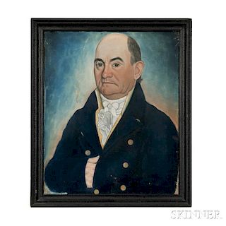 Micah Williams (New Jersey/New York, 1782-1837)      Portrait of a Man in a Navy Jacket.