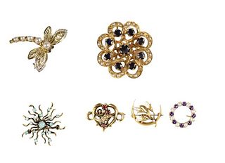 Group of 6 Brooches