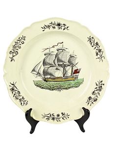 English Creamware Nautical  Dinner Plate