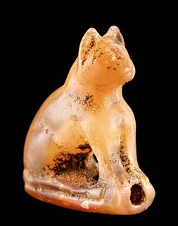 Egyptian Carnelian Bead - Cat / Bastet Amulet
