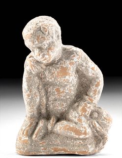 Roman Terracotta Seated Male Youth Votive