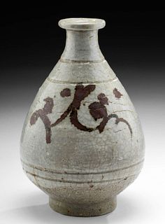 18th C. Korean Stoneware Vase w/ Characters