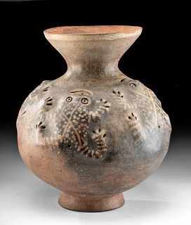 Costa Rican Pottery Vessel Frogs in Relief,TL Tested