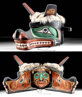 Kwakiutl Tsungani Cedar Wolf Transformation Mask, 1980s