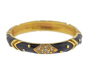 Hidalgo 18K Gold Diamond Enamel Band Ring