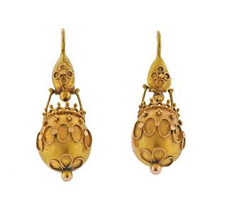 Etruscan 14K Gold Earrings