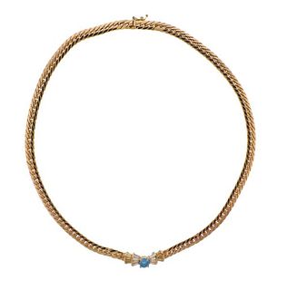Uno a Erre 18K Gold Diamond Blue Stone Necklace