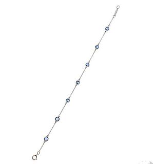 Tiffany &amp; Co Elsa Peretti Platinum Aquamarine Color by the Yard Bracelet