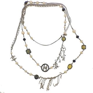 Chanel Costume Stones and Pearls Long Necklace