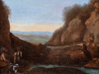 Pittore olandese attivo a Roma, inizi secolo XVII - Landscape with bathers