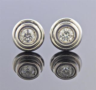 18k Gold Bezel Set Diamond Stud Earrings 