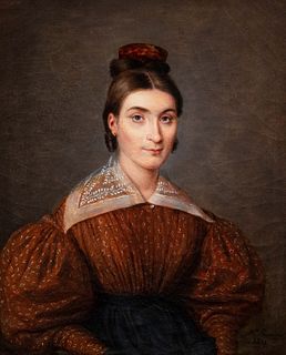 Catherine H. Lassare Bonvoisin (1788-1840)  - Half-length portrait of young woman in elegant clothes