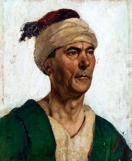Pieretto Bianco Bortoluzzi (Trieste 1875-Bologna 1937)  - Portrait of man with turban