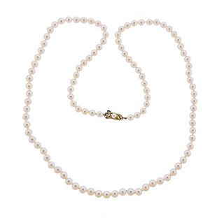 Mikimoto 14K Gold Pearl Bead Necklace 