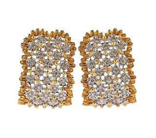18K Two Tone Gold Diamond Half Hoop Earrings