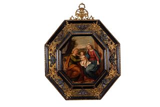 Scuola romana, seconda metà del secolo XVII - Madonna with Child and a Saint