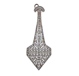 Art Deco Platinum 18K Gold Diamond Pendant