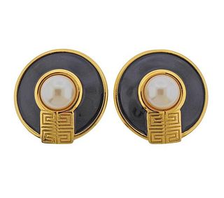 Givenchy Enamel Custom Pearl Earrings