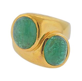 22K Gold Emerald Bypass Ring