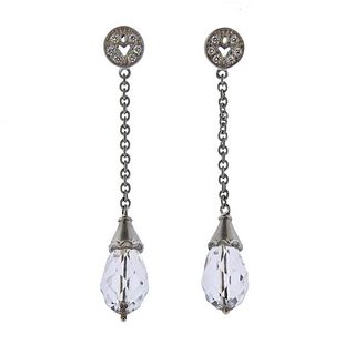 18k Gold Diamond Crystal Drop Earrings 