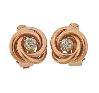 Retro 18K Gold Diamond Earrings