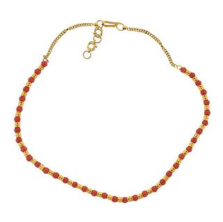 22K Gold Coral Bead Necklace