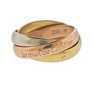 Cartier Trinity 18K Tri Color Gold Band Ring Size 48