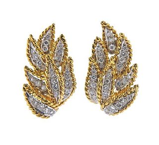 1970s Hammerman Brothers Diamond 18K Gold Earrings