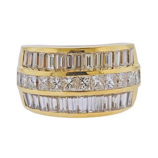 18K Gold Diamond Wide Band Ring 
