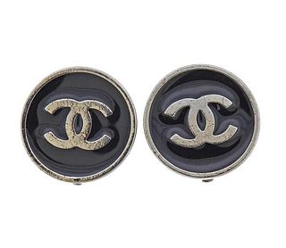 Vintage Chanel Enamel Clip on Earrings