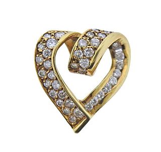 14k Gold Diamond Heart Slide Pendant 