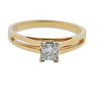 14k Gold Princess Diamond Engagement Ring 