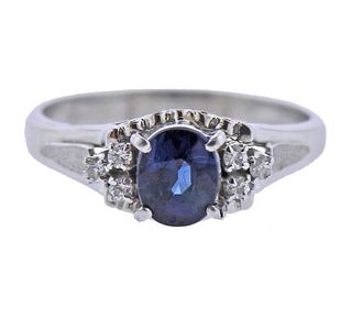 Platinum Diamond Sapphire Ring 
