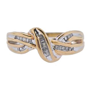Diamond Gold Twisted Ring 