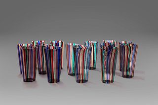 Gio Ponti (MIlano 1891-1979)  - Lot of 14 Murano glasses, from 1950 to 1994 circa