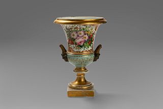 Polychrome porcelain vase decorated with floral motifs