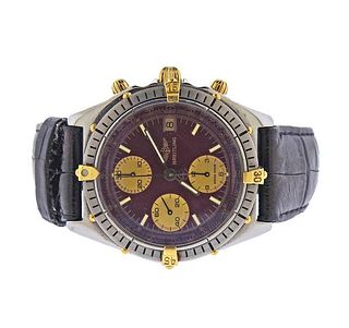 Breitling 18k Gold Steel Chronograph Watch 39585