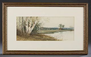 Hathaway, G.M. riverbank watercolor.