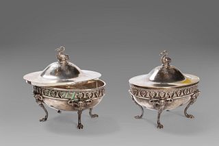 Pair of silver sugar bowls, Genoa early 19th century