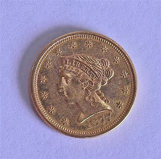 1877 S Liberty Head 2.5 Dollar Quarter Eagle US Gold Coin 