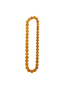 Amber necklace with sloping spheres