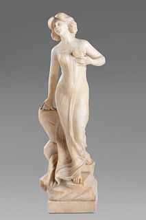 Alabaster sculpture depicting a female figure