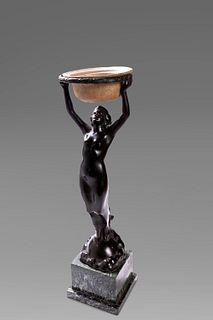 Karl Perl (Liezen 1876-1965)  - Bronze sculpture depicting a female figure