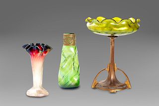 Lot consisting of three glass objects, Austria, early 20th century