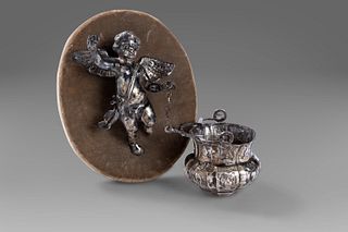 Holy water stoup in silver, Naples, late 18th century