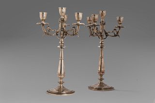 Pair of 800 silver candlesticks, 20th century