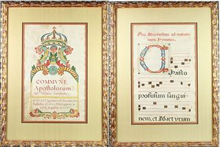 Pair of Framed Illuminated Vellum Manuscripts,1767
